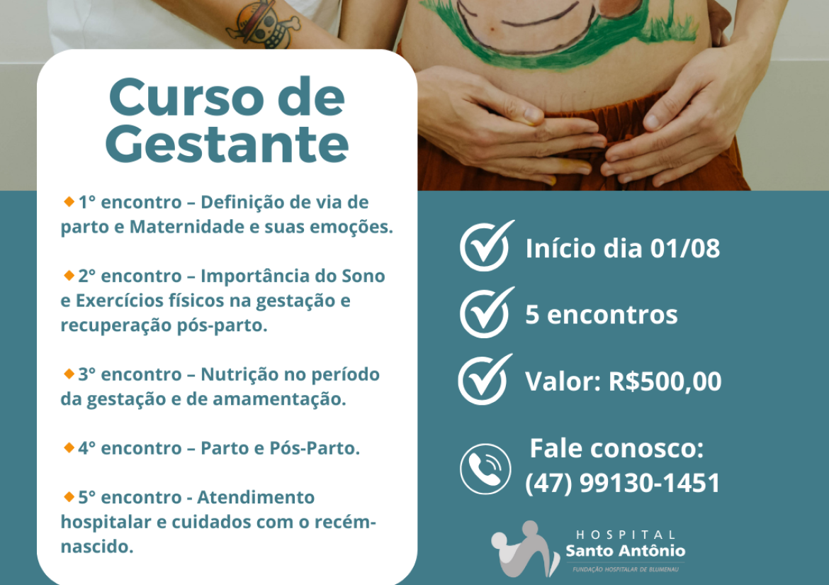 Abertas as inscrições para o curso de gestante do Hospital Santo Antônio